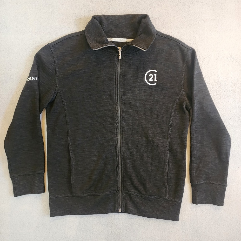 Tommy Bahama Century 21 Full Zip Jacket Mens Medium Black Sweater Knit Logo
